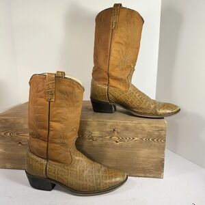 Mens Vintage Western Roper Boots SZ 8 USA Embossed Reptile Cowboy Ranch Rodeo